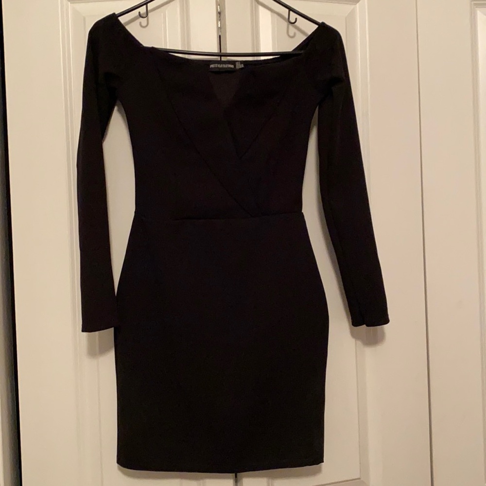 Prettylittlething Black Tuxedo Dress